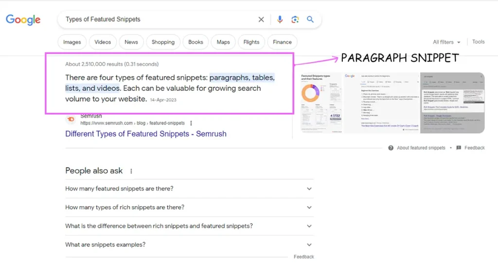 an example of paragraph snippet