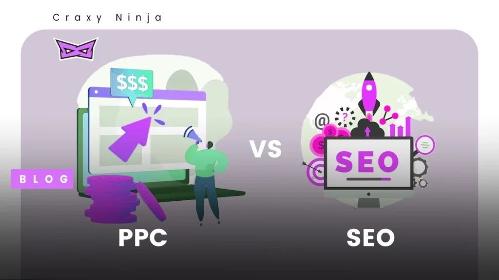 an image showing ppc vs seo comparison